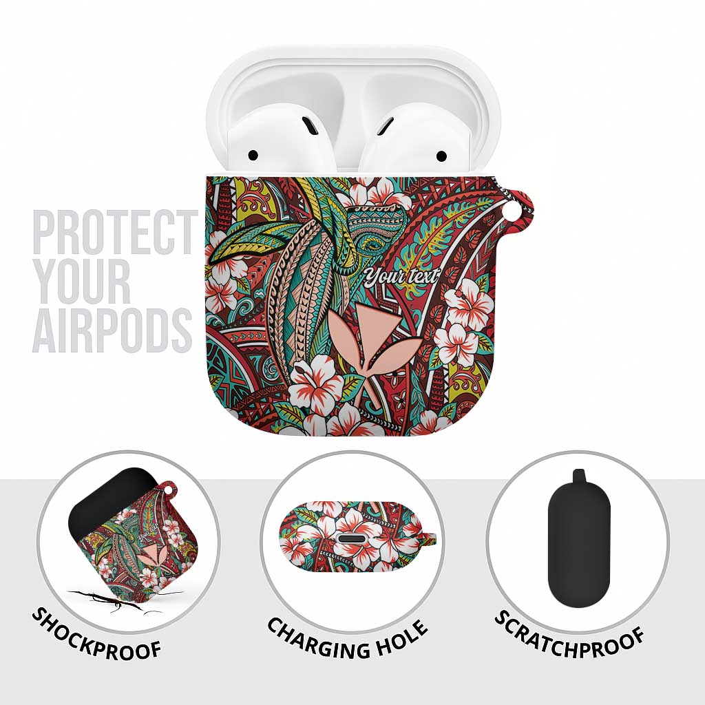 Personalised Hawaii Tribal Humpback Whale AirPods Case Ulaula Hibiscus Seamless Pattern LT9 - Polynesian Pride