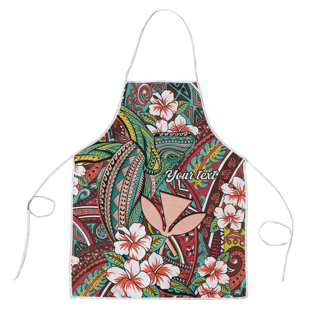 Personalised Hawaii Tribal Humpback Whale Apron Ulaula Hibiscus Seamless Pattern LT9 Red - Polynesian Pride