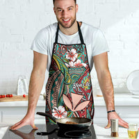 Personalised Hawaii Tribal Humpback Whale Apron Ulaula Hibiscus Seamless Pattern