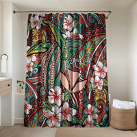 Personalised Hawaii Tribal Humpback Whale Bathroom Set Ulaula Hibiscus Seamless Pattern LT9 Shower Curtain Only Red - Polynesian Pride