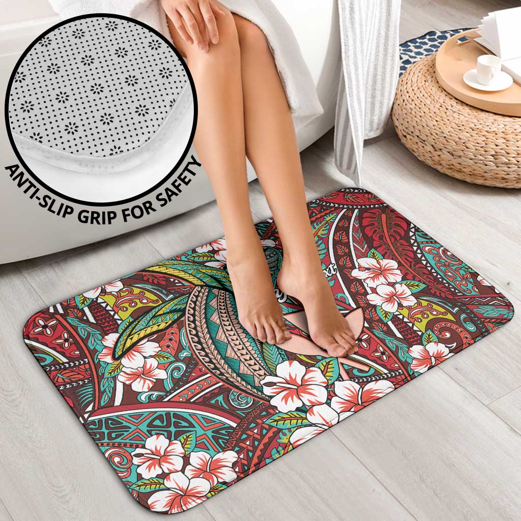 Personalised Hawaii Tribal Humpback Whale Bathroom Set Ulaula Hibiscus Seamless Pattern LT9 - Polynesian Pride