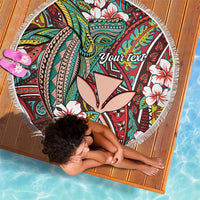 Personalised Hawaii Tribal Humpback Whale Beach Blanket Ulaula Hibiscus Seamless Pattern