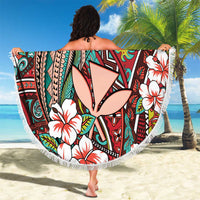 Personalised Hawaii Tribal Humpback Whale Beach Blanket Ulaula Hibiscus Seamless Pattern