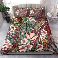 Personalised Hawaii Tribal Humpback Whale Bedding Set Ulaula Hibiscus Seamless Pattern LT9 - Polynesian Pride