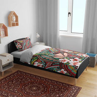 Personalised Hawaii Tribal Humpback Whale Bedding Set Ulaula Hibiscus Seamless Pattern LT9 - Polynesian Pride