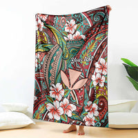 Personalised Hawaii Tribal Humpback Whale Blanket Ulaula Hibiscus Seamless Pattern LT9 - Polynesian Pride