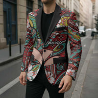 Personalised Hawaii Tribal Humpback Whale Blazer Ulaula Hibiscus Seamless Pattern LT9 - Polynesian Pride