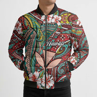Personalised Hawaii Tribal Humpback Whale Bomber Puffer Jacket Ulaula Hibiscus Seamless Pattern LT9 - Polynesian Pride