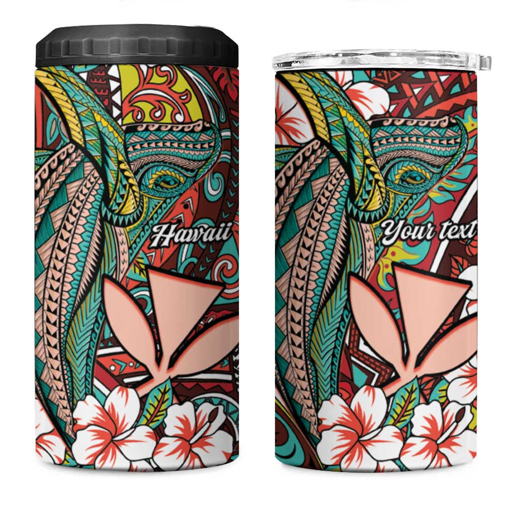Personalised Hawaii Tribal Humpback Whale 4 in 1 Can Cooler Tumbler Ulaula Hibiscus Seamless Pattern LT9 One Size: 16 oz Red - Polynesian Pride