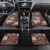 Personalised Hawaii Tribal Humpback Whale Car Mats Ulaula Hibiscus Seamless Pattern