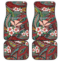 Personalised Hawaii Tribal Humpback Whale Car Mats Ulaula Hibiscus Seamless Pattern