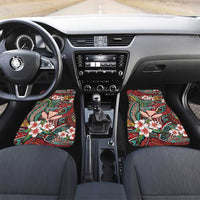 Personalised Hawaii Tribal Humpback Whale Car Mats Ulaula Hibiscus Seamless Pattern