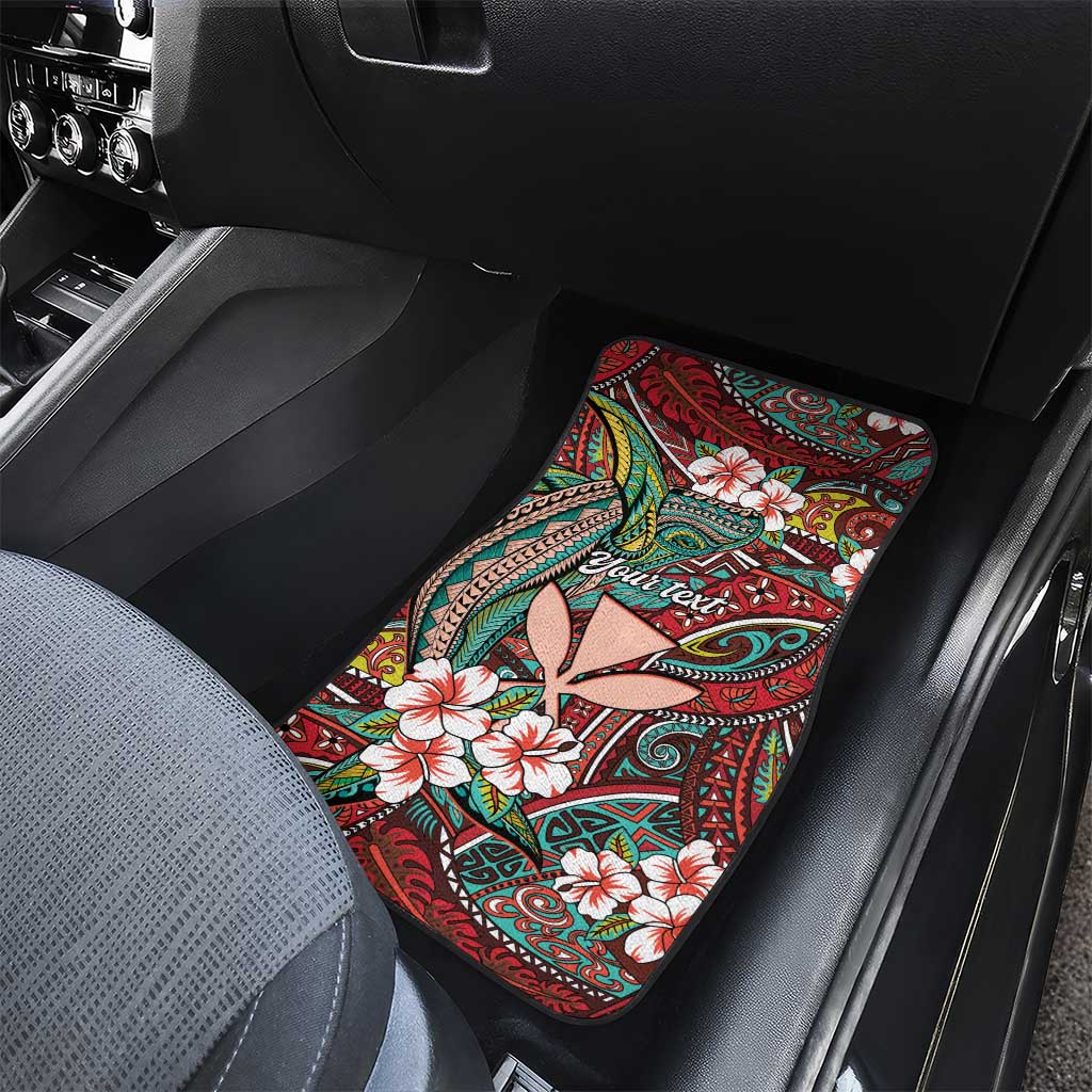 Personalised Hawaii Tribal Humpback Whale Car Mats Ulaula Hibiscus Seamless Pattern