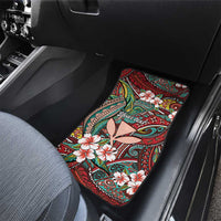 Personalised Hawaii Tribal Humpback Whale Car Mats Ulaula Hibiscus Seamless Pattern