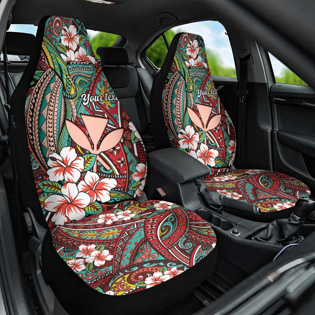 Personalised Hawaii Tribal Humpback Whale Car Seat Cover Ulaula Hibiscus Seamless Pattern LT9 One Size Red - Polynesian Pride