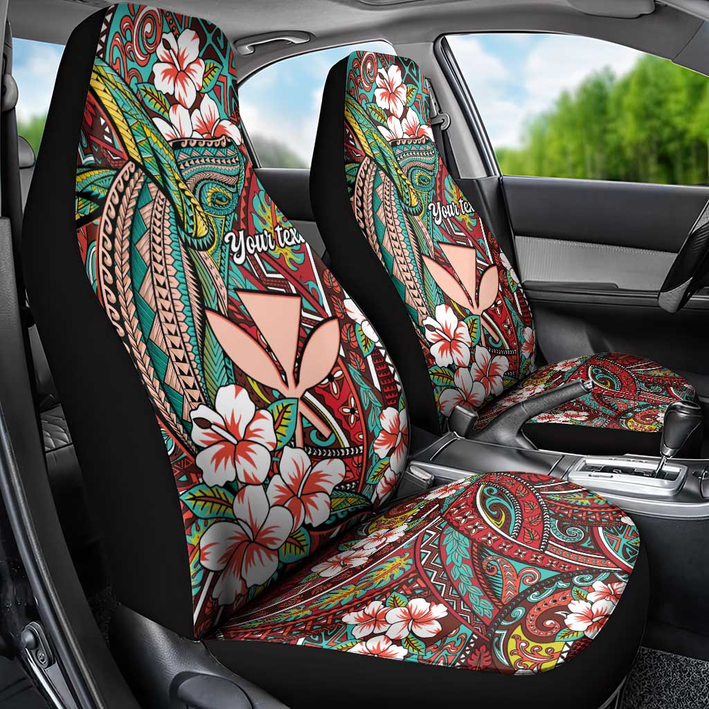 Personalised Hawaii Tribal Humpback Whale Car Seat Cover Ulaula Hibiscus Seamless Pattern LT9 - Polynesian Pride