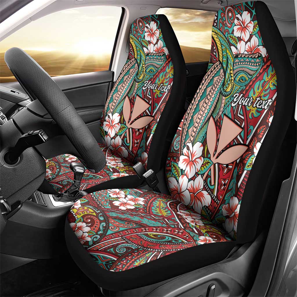 Personalised Hawaii Tribal Humpback Whale Car Seat Cover Ulaula Hibiscus Seamless Pattern LT9 - Polynesian Pride