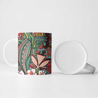 Personalised Hawaii Tribal Humpback Whale Ceramic Mug Ulaula Hibiscus Seamless Pattern LT9 - Polynesian Pride