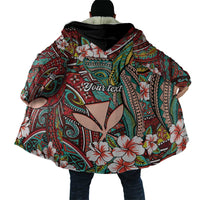 Personalised Hawaii Tribal Humpback Whale Cloak Ulaula Hibiscus Seamless Pattern LT9 - Polynesian Pride