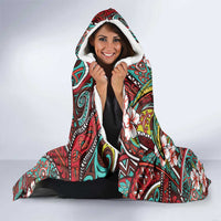 Personalised Hawaii Tribal Humpback Whale Hooded Blanket Ulaula Hibiscus Seamless Pattern LT9 - Polynesian Pride
