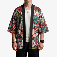 Personalised Hawaii Tribal Humpback Whale Kimono Ulaula Hibiscus Seamless Pattern LT9 - Polynesian Pride