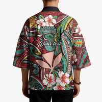 Personalised Hawaii Tribal Humpback Whale Kimono Ulaula Hibiscus Seamless Pattern LT9 - Polynesian Pride