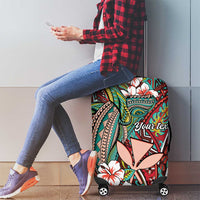 Personalised Hawaii Tribal Humpback Whale Luggage Cover Ulaula Hibiscus Seamless Pattern LT9 - Polynesian Pride