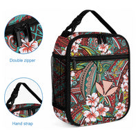 Personalised Hawaii Tribal Humpback Whale Lunch Bag Ulaula Hibiscus Seamless Pattern LT9 - Polynesian Pride