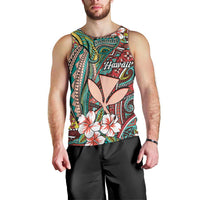 Personalised Hawaii Tribal Humpback Whale Men Tank Top Ulaula Hibiscus Seamless Pattern LT9 - Polynesian Pride