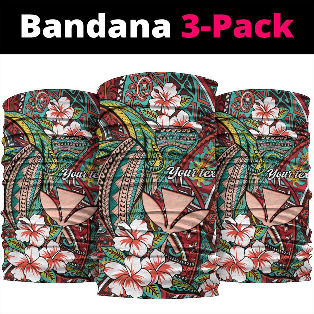 Personalised Hawaii Tribal Humpback Whale Neck Gaiter Ulaula Hibiscus Seamless Pattern LT9 package One Size: 25*50cm Red - Polynesian Pride