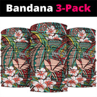 Personalised Hawaii Tribal Humpback Whale Neck Gaiter Ulaula Hibiscus Seamless Pattern LT9 package One Size: 25*50cm Red - Polynesian Pride