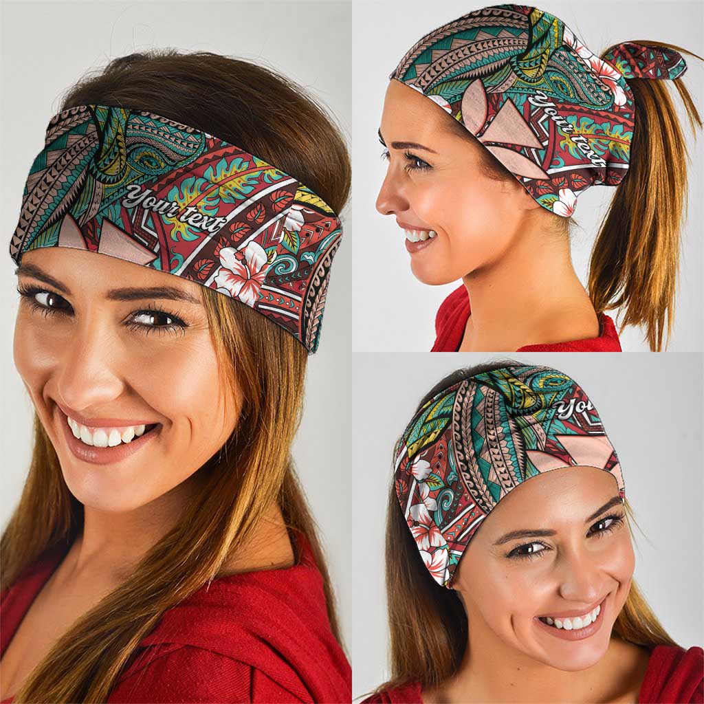 Personalised Hawaii Tribal Humpback Whale Neck Gaiter Ulaula Hibiscus Seamless Pattern LT9 - Polynesian Pride