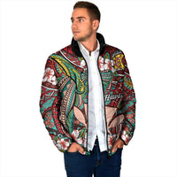Personalised Hawaii Tribal Humpback Whale Padded Jacket Ulaula Hibiscus Seamless Pattern LT9 - Polynesian Pride