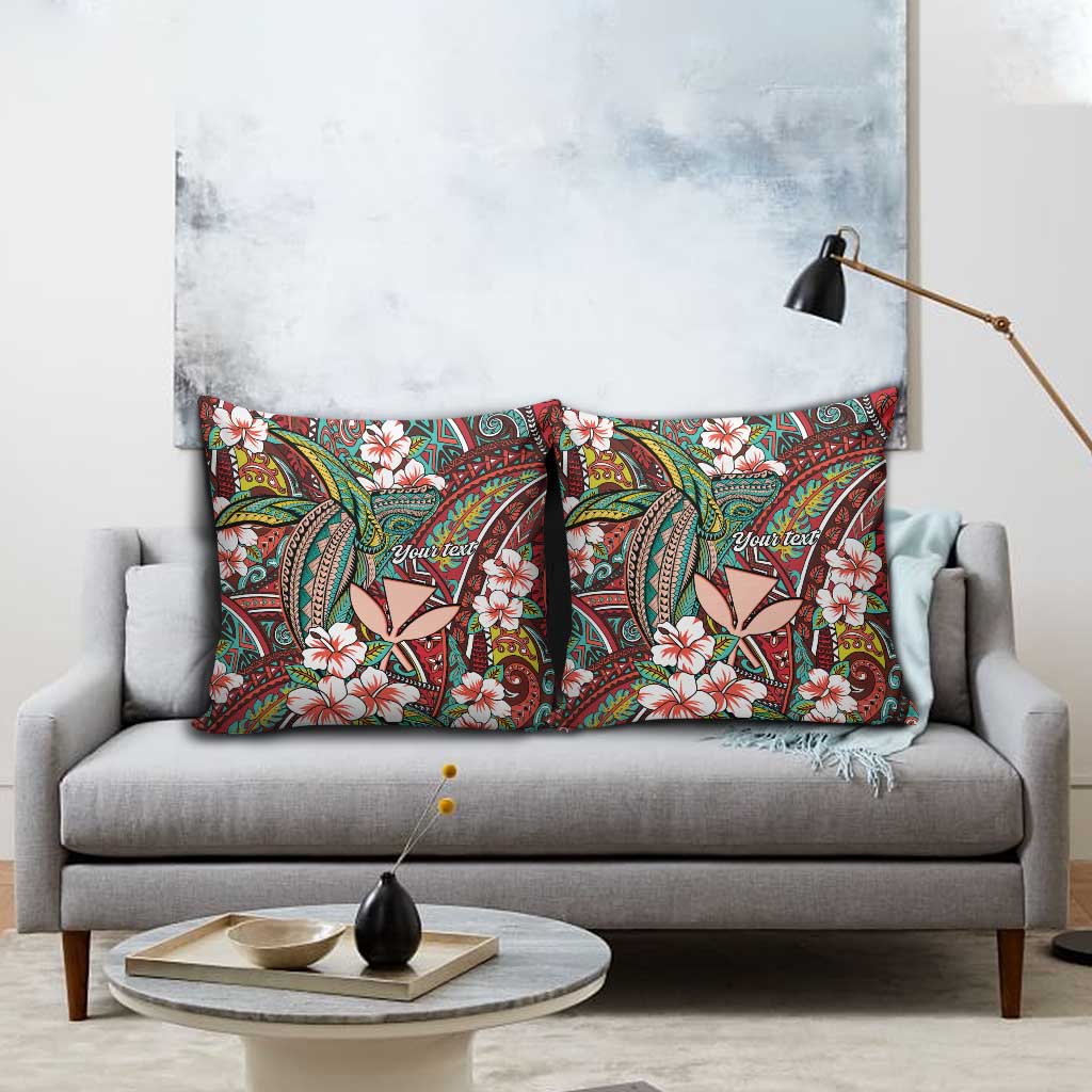 Personalised Hawaii Tribal Humpback Whale Pillow Cover Ulaula Hibiscus Seamless Pattern LT9 - Polynesian Pride