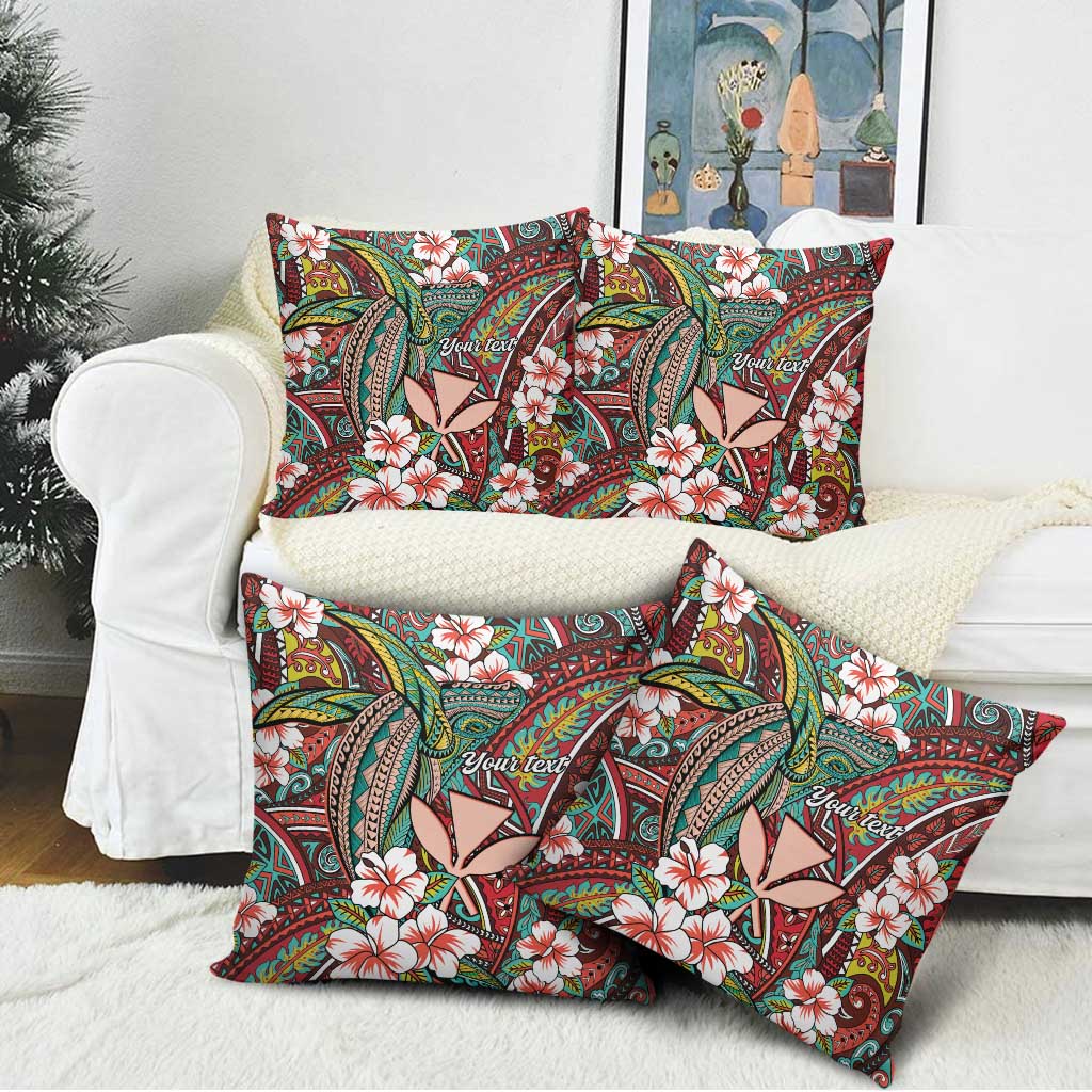 Personalised Hawaii Tribal Humpback Whale Pillow Cover Ulaula Hibiscus Seamless Pattern LT9 - Polynesian Pride