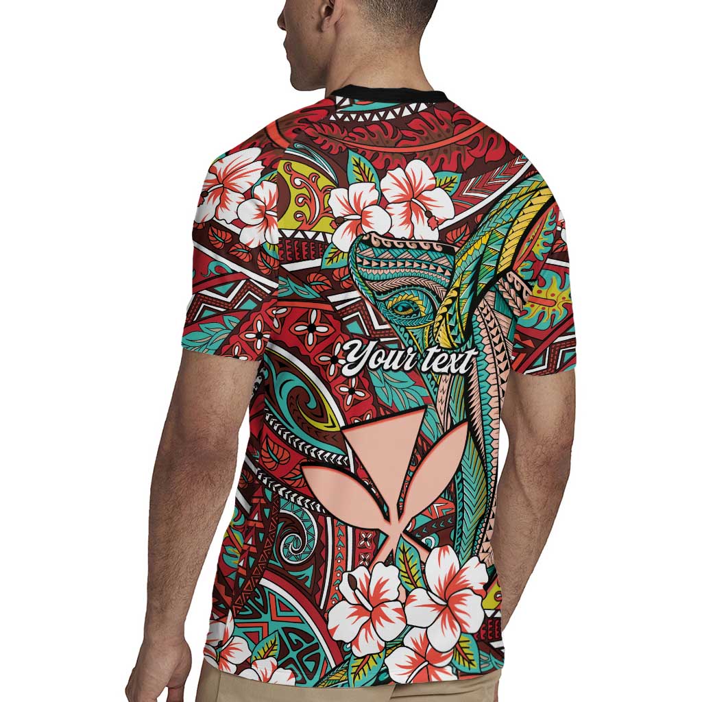 Personalised Hawaii Tribal Humpback Whale Rugby Jersey Ulaula Hibiscus Seamless Pattern LT9 - Polynesian Pride