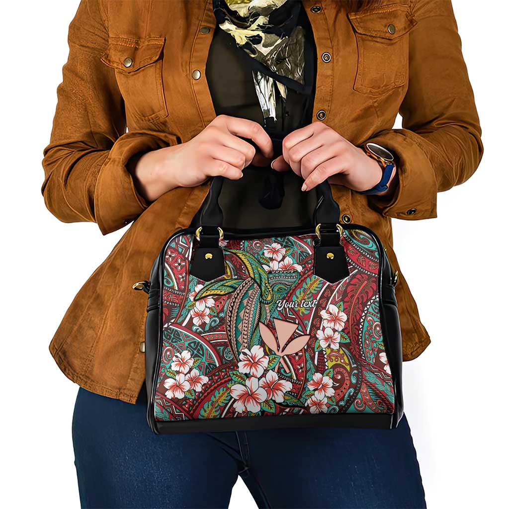 Personalised Hawaii Tribal Humpback Whale Shoulder Handbag Ulaula Hibiscus Seamless Pattern LT9 - Polynesian Pride