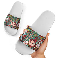 Personalised Hawaii Tribal Humpback Whale Slide Sandals Ulaula Hibiscus Seamless Pattern LT9 - Polynesian Pride