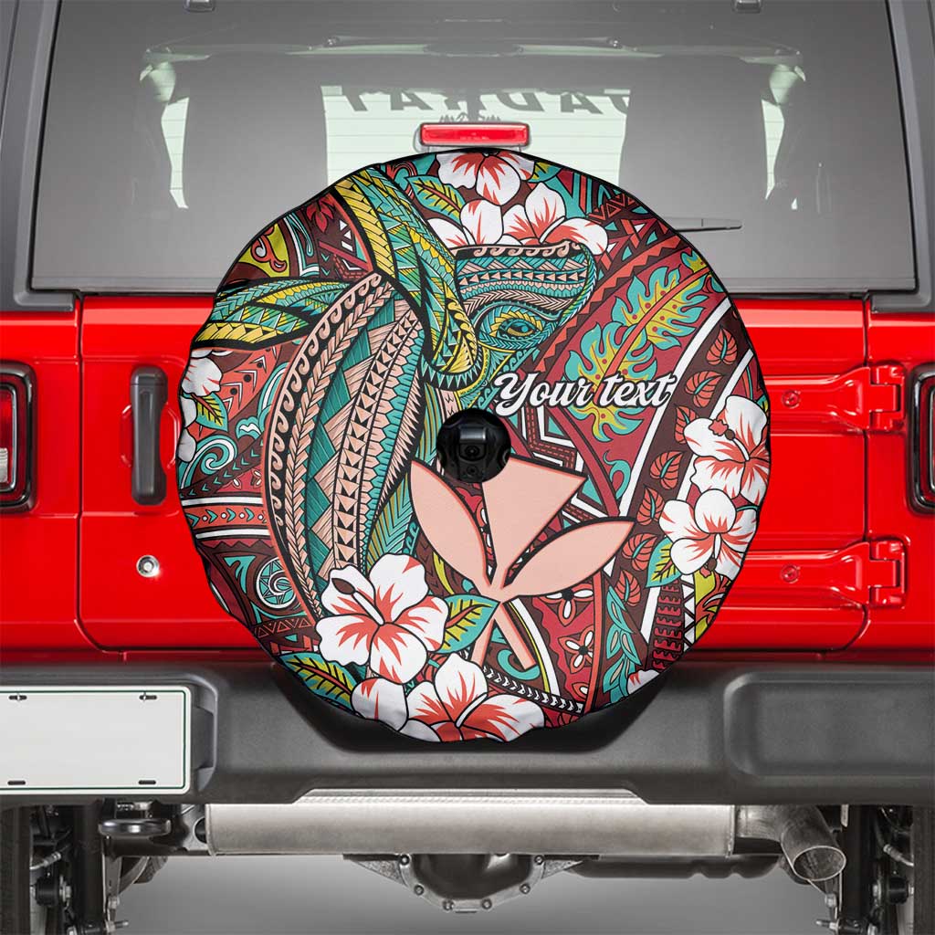 Personalised Hawaii Tribal Humpback Whale Spare Tire Cover Ulaula Hibiscus Seamless Pattern