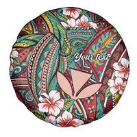 Personalised Hawaii Tribal Humpback Whale Spare Tire Cover Ulaula Hibiscus Seamless Pattern
