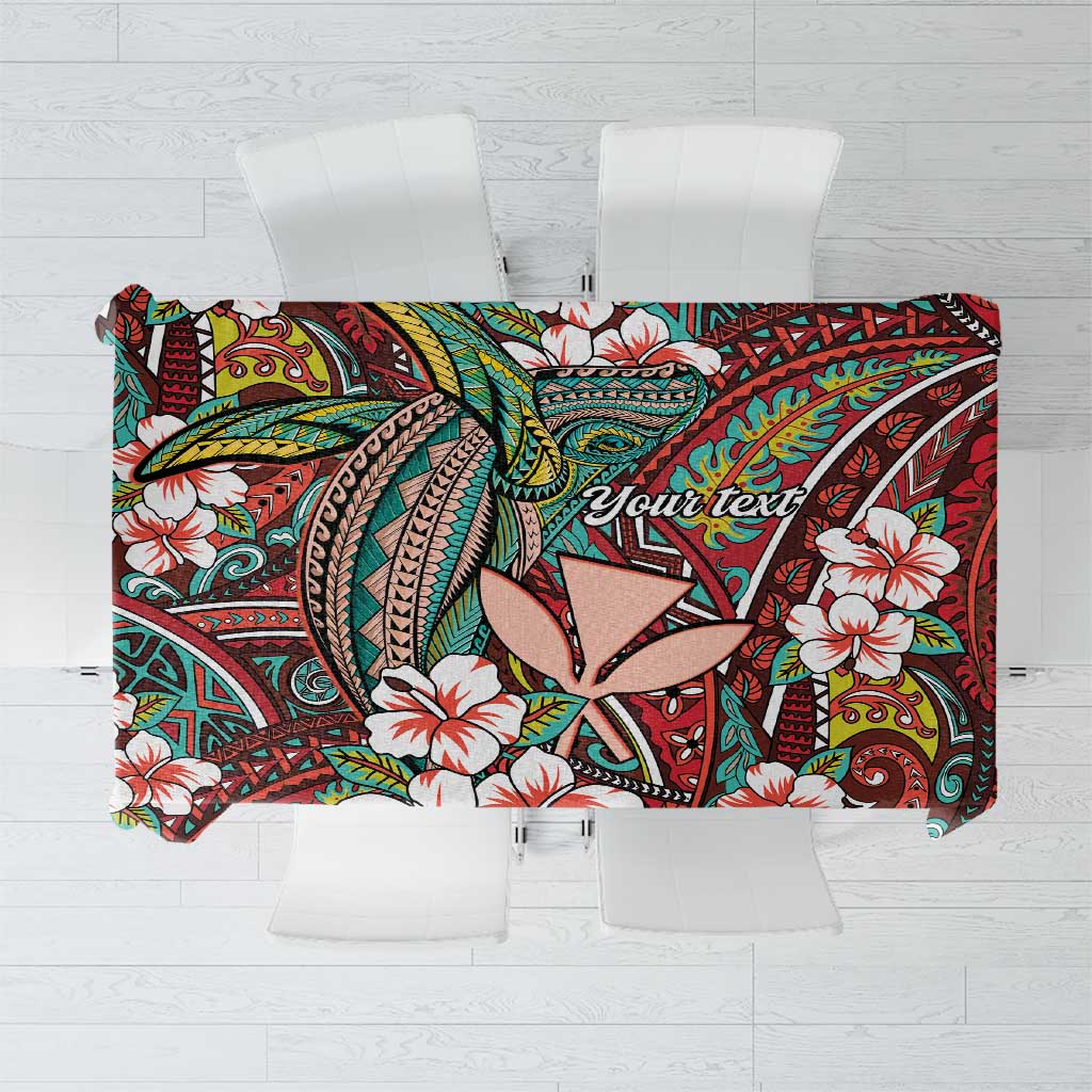 Personalised Hawaii Tribal Humpback Whale Tablecloth Ulaula Hibiscus Seamless Pattern LT9 Red - Polynesian Pride