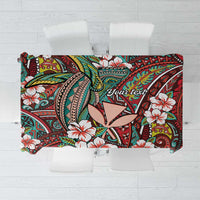 Personalised Hawaii Tribal Humpback Whale Tablecloth Ulaula Hibiscus Seamless Pattern LT9 Red - Polynesian Pride