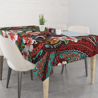 Personalised Hawaii Tribal Humpback Whale Tablecloth Ulaula Hibiscus Seamless Pattern LT9 - Polynesian Pride