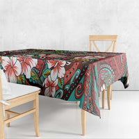 Personalised Hawaii Tribal Humpback Whale Tablecloth Ulaula Hibiscus Seamless Pattern LT9 - Polynesian Pride