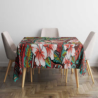 Personalised Hawaii Tribal Humpback Whale Tablecloth Ulaula Hibiscus Seamless Pattern LT9 - Polynesian Pride
