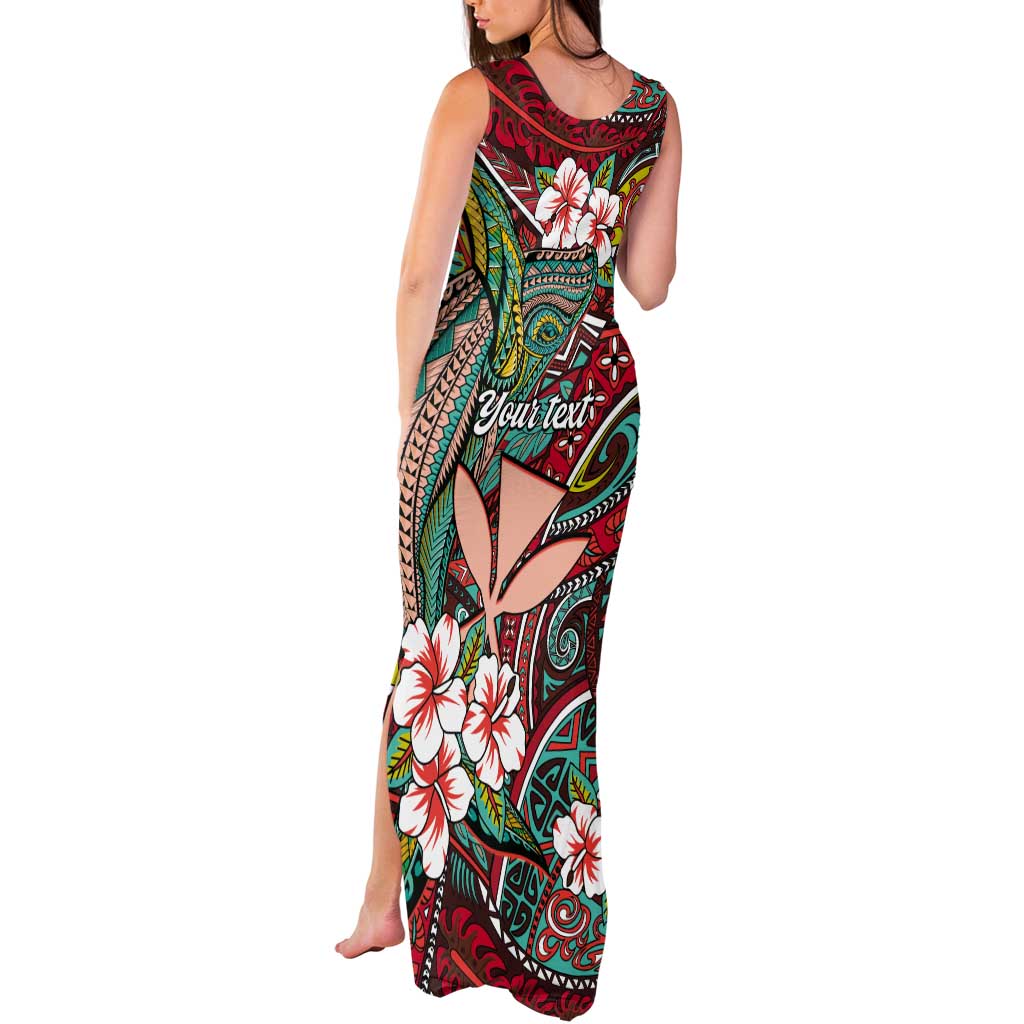 Personalised Hawaii Tribal Humpback Whale Tank Maxi Dress Ulaula Hibiscus Seamless Pattern LT9 - Polynesian Pride