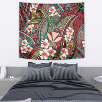 Personalised Hawaii Tribal Humpback Whale Tapestry Ulaula Hibiscus Seamless Pattern LT9 - Polynesian Pride