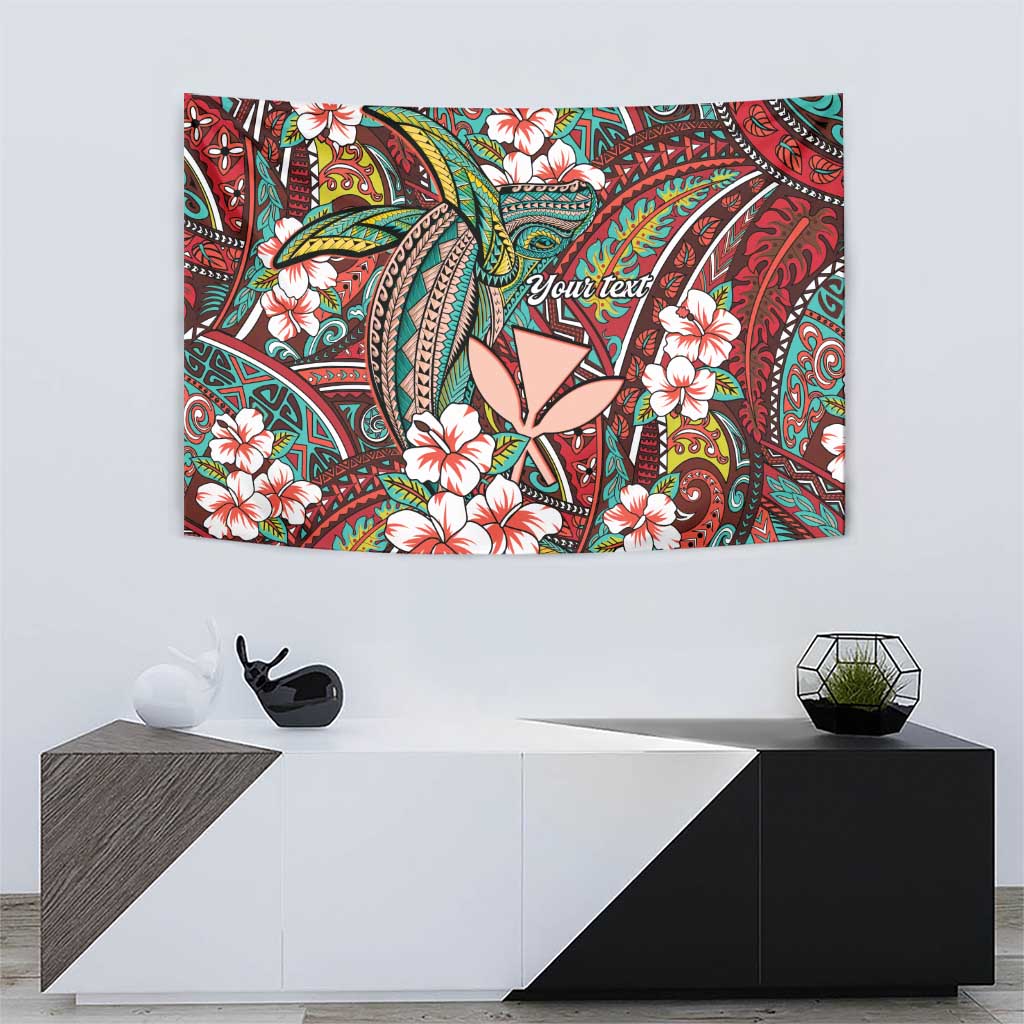 Personalised Hawaii Tribal Humpback Whale Tapestry Ulaula Hibiscus Seamless Pattern LT9 - Polynesian Pride