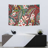 Personalised Hawaii Tribal Humpback Whale Tapestry Ulaula Hibiscus Seamless Pattern LT9 - Polynesian Pride