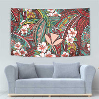 Personalised Hawaii Tribal Humpback Whale Tapestry Ulaula Hibiscus Seamless Pattern LT9 - Polynesian Pride